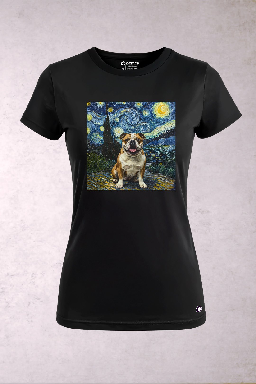 Playera Perro Bulldog Ingles Van Gogh Mujer