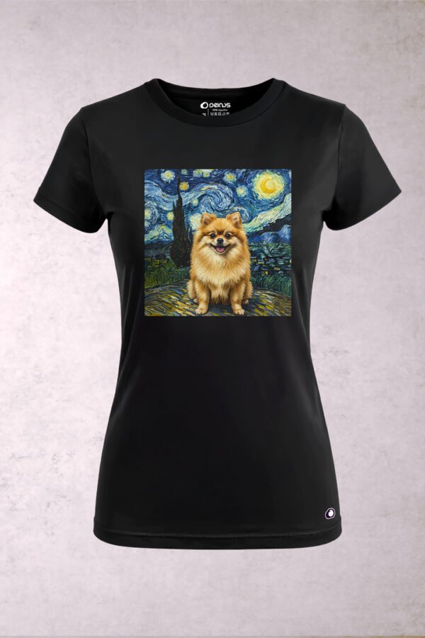 Playera Perro Pomeranian Van Gogh Mujer