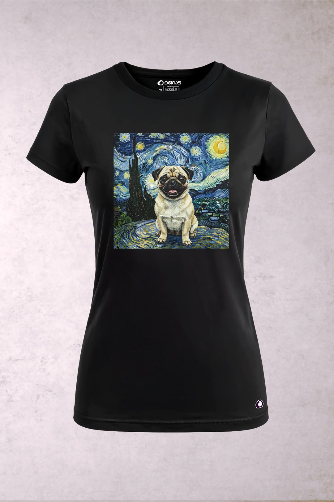 Playera Perro Pug Van Gogh Mujer