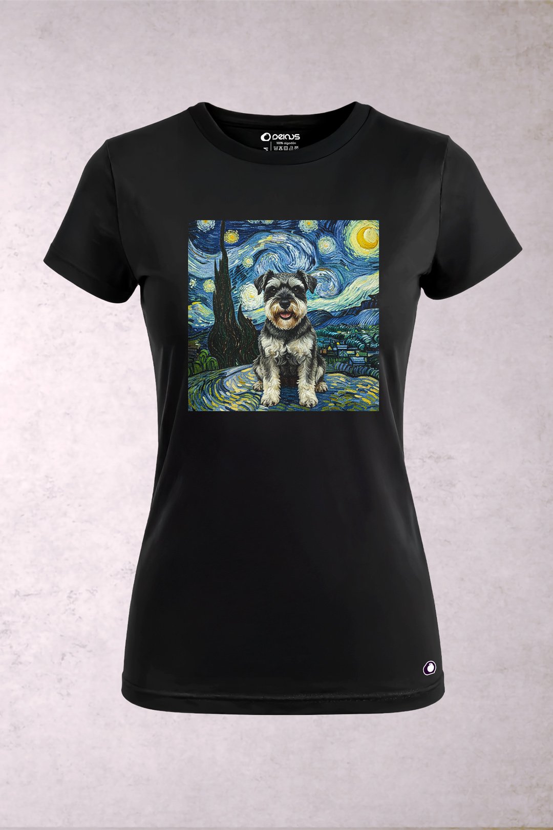 Playera Perro Schnauzer Van Gogh Mujer