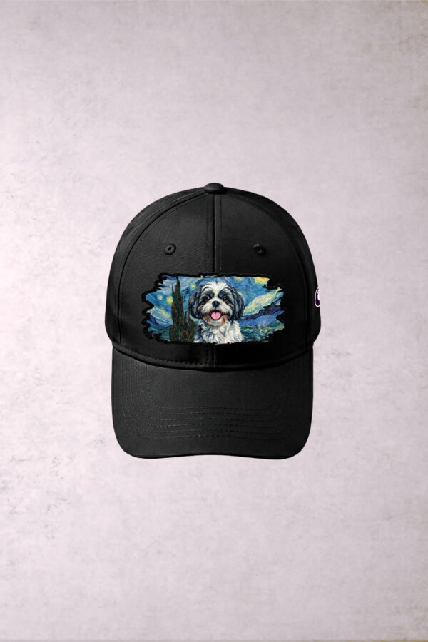 Gorra Shih Tzu ByN Van Gogh Noche Estrellada