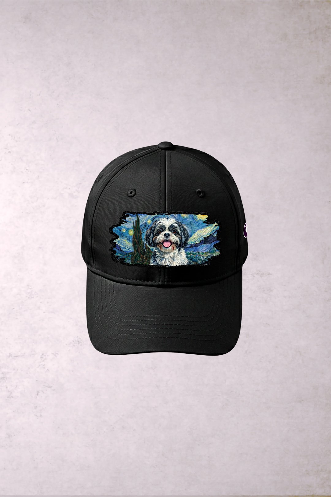 Gorra Shih Tzu ByN Van Gogh Noche Estrellada