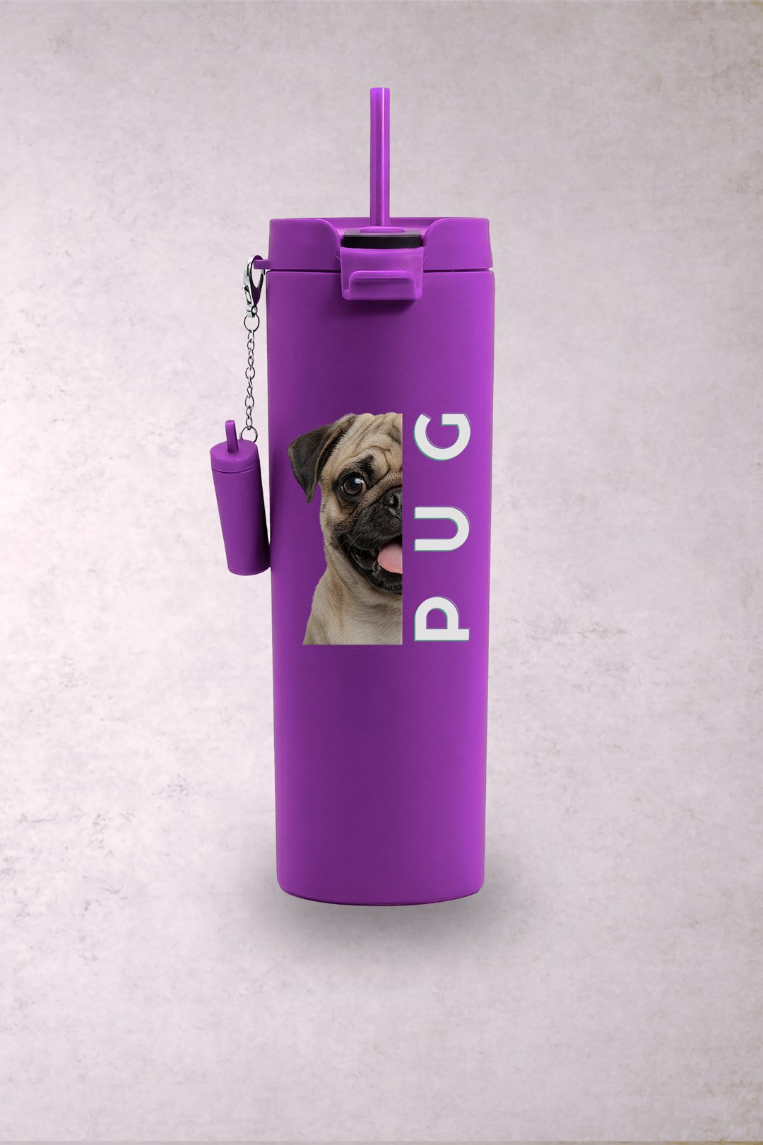 Vaso Perro Pug Beige Media Cara
